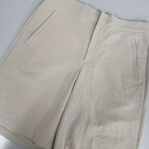 Alfani Shorts Mens 34 Beige Excellent Textured Seersucker Elastic Back Casual